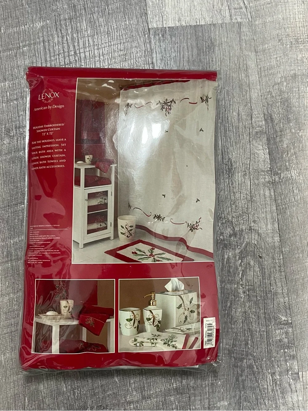 Lenox Holiday Embroidered Shower Curtain in Cream and Red